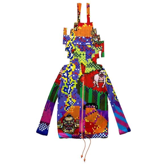 2006 pixel mask hooded pleated hoodie - Picture 1 of 5